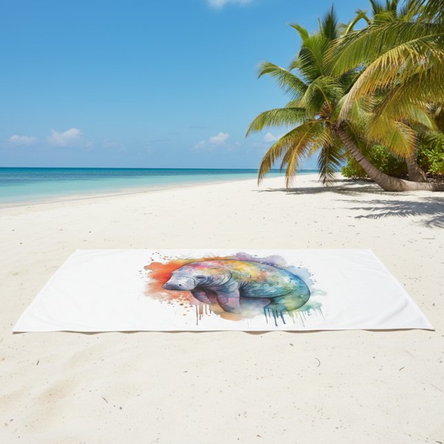 Rainbow Reef Manatee, custom Bath Towel (Creator Uploaded)