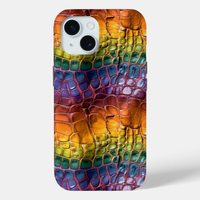 Rainbow Reptile Leather Case-Mate iPhone Case (Back)