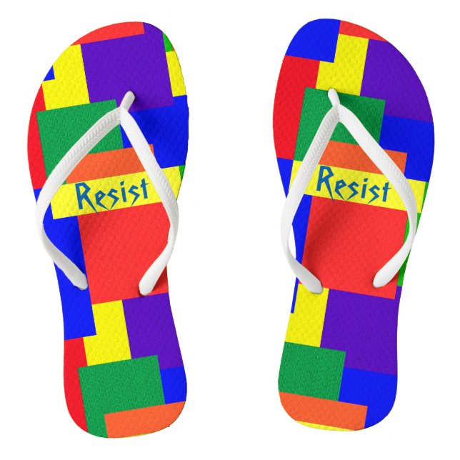 Rainbow Resist Textured Quilt Design Flip Flops (Footbed)