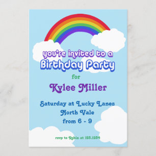 Rainbow retro Birthday Invite