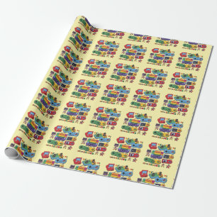 Rainbow Retro Gaming: Design featuring retro gamin Wrapping Paper