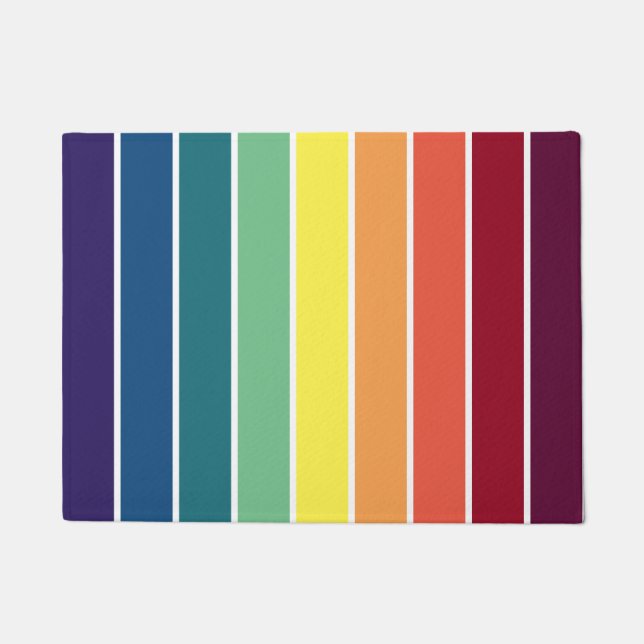 Rainbow Retro Striped Floormat Doormat (Front)