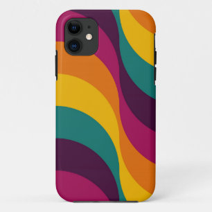 Rainbow Retro Wavy Pattern 2 iPhone 11 Case