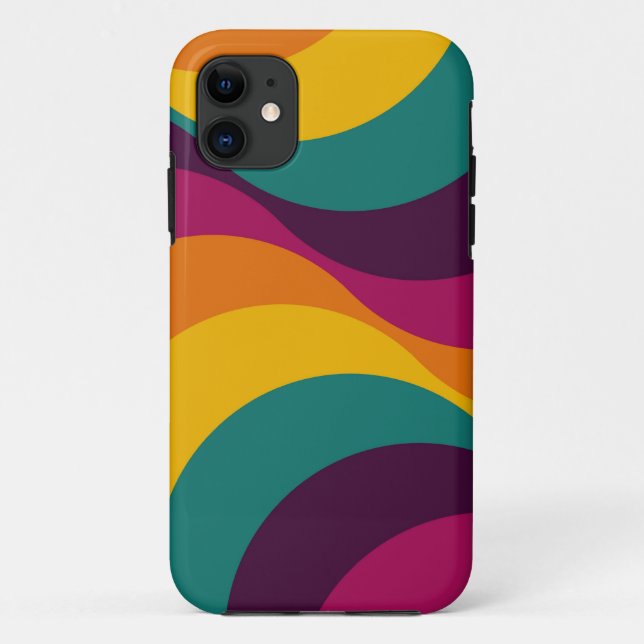 Rainbow Retro Wavy Pattern Case-Mate iPhone Case (Back)