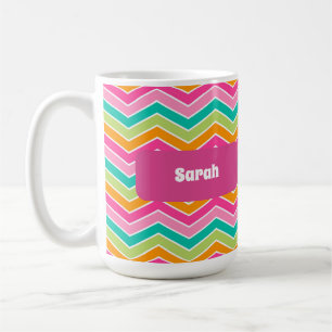 Rainbow retro zigzags bright colourful coffee mug