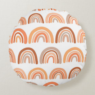 Rainbow Reverie: Vintage Vibrance Round Pillow
