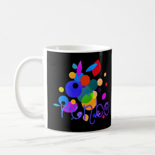 Rainbow Rhapsody: Happy Rainbow-Coloured Design" H Coffee Mug (Left)