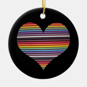 Rainbow Ribbon Cable Heart Circle Ornament