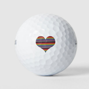 Rainbow Ribbon Cable Heart Golf Ball