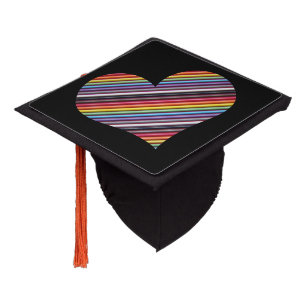 Rainbow Ribbon Cable Heart Graduation Cap Topper
