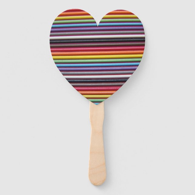 Rainbow Ribbon Cable Heart Hand Fan (Front)