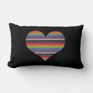 Rainbow Ribbon Cable Heart Lumbar Throw Pillow