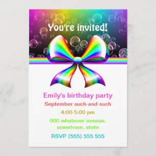 Rainbow ribbon party invitations (customizable!)