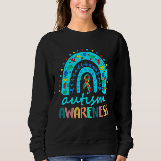 Rainbow Ribbon Puzzle Autism Piece Autism Awarenes Sweatshirt