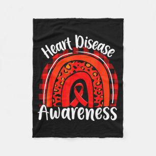 Rainbow Ribbon We Wear Red Heart Disease Awareness Fleece Blanket