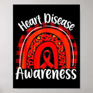 Rainbow Ribbon We Wear Red Heart Disease Awareness Poster