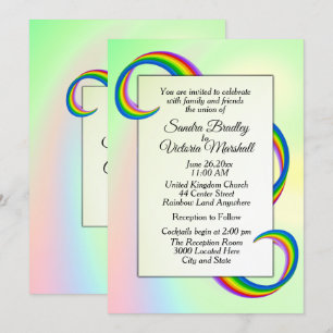 Rainbow Ribbon Wedding Invitation