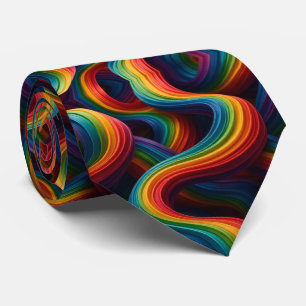 Rainbow Ribbons Abstract Neck Tie