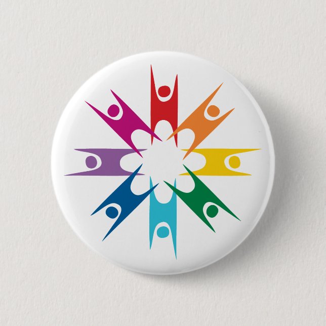 Rainbow Ring of Humanists 2 Inch Round Button (Front)