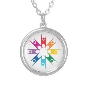 Rainbow Ring of Humanists Silver Plated Necklace