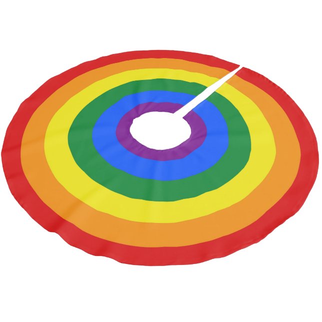 Rainbow Rings Brushed Polyester Tree Skirt (Angled)