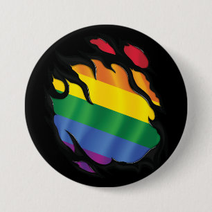 Rainbow Ripped Flag 3 Inch Round Button