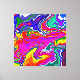 Rainbow River Fluid Art Canvas Print