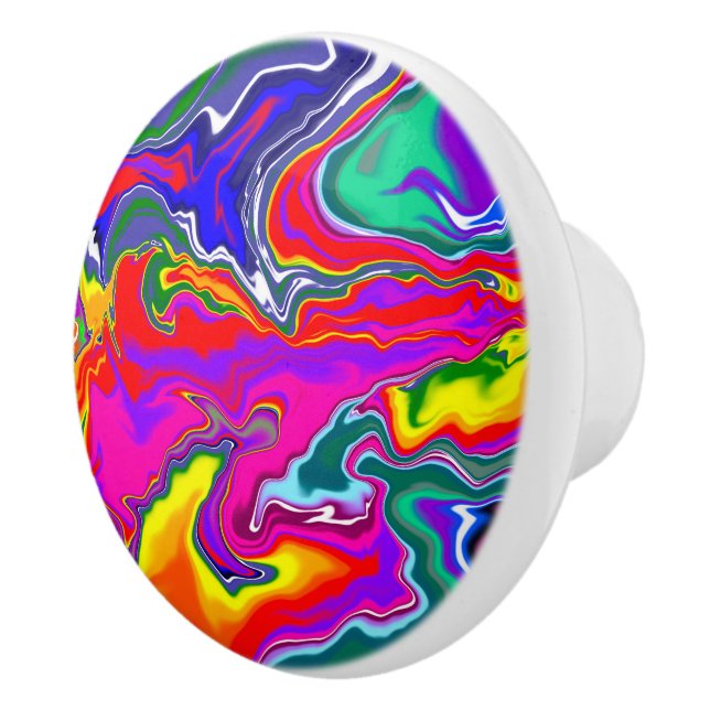 Rainbow River Fluid Art Ceramic Knob (Right)