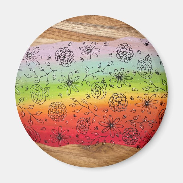 Rainbow River of Flowers Magnet (Front)