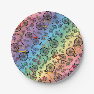 Rainbow road bikes paper plate