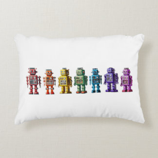 Rainbow Robots Accent Pillow