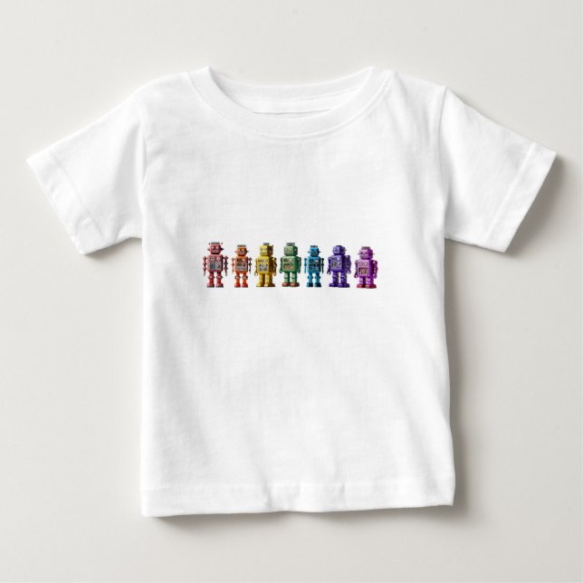 Rainbow Robots Baby T-Shirt (Front)
