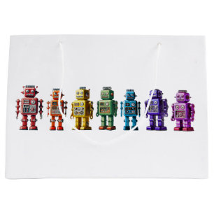 Rainbow Robots Large Gift Bag