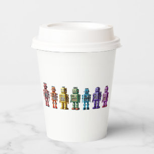 Rainbow Robots Paper Cups