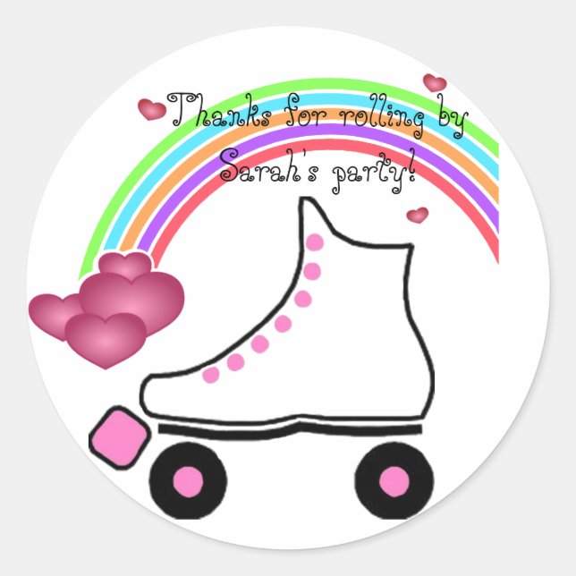 Rainbow Roller Skate Birthday Sticker (Front)