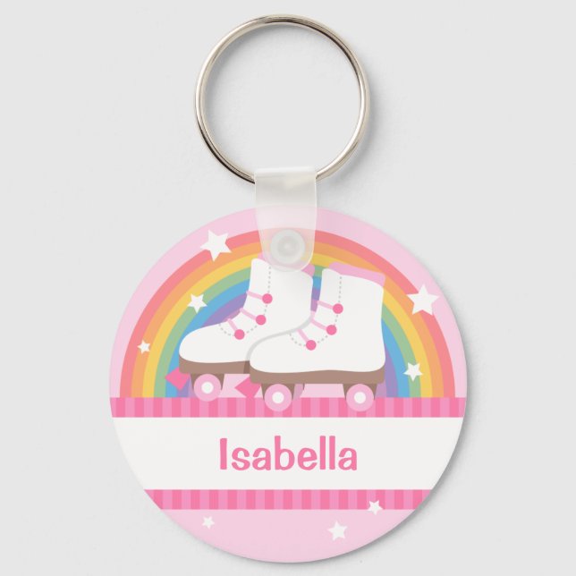 Rainbow Roller Skates For Girls Keychain (Front)