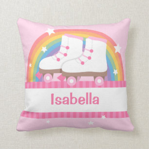 Rainbow Roller Skates Girls Room Decor Throw Pillow