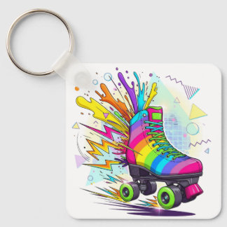 Rainbow roller skates  keychain