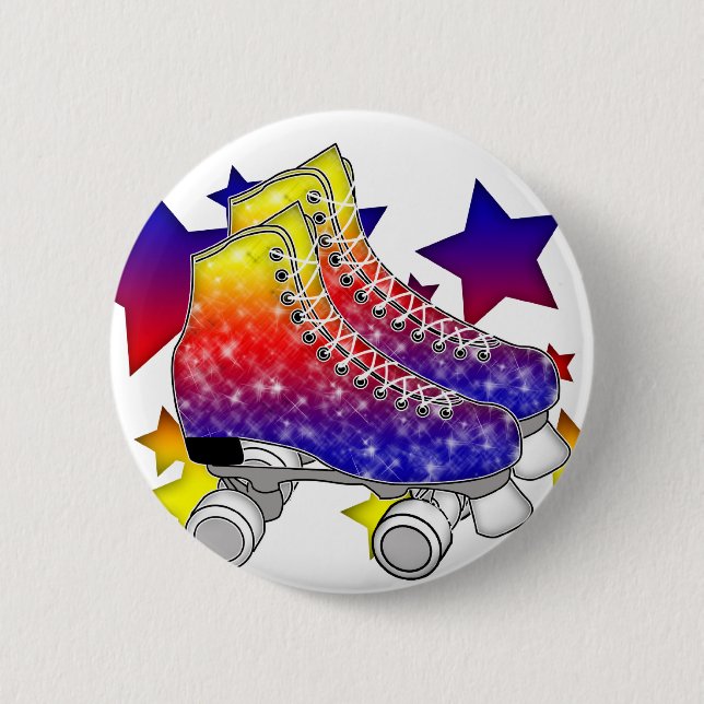 Rainbow Rollerskates 2 Inch Round Button (Front)