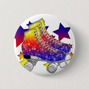 Rainbow Rollerskates 2 Inch Round Button
