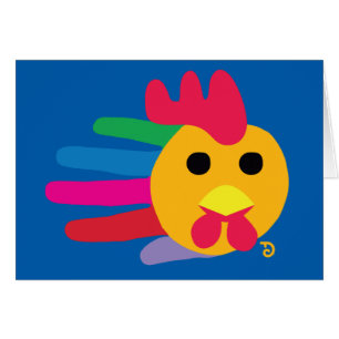 Rainbow Rooster with Red Comb