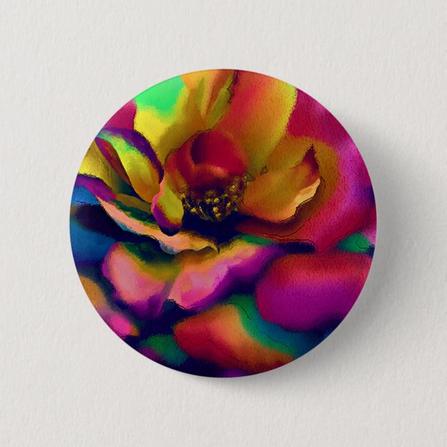 Rainbow Rose 2 Inch Round Button (Front)