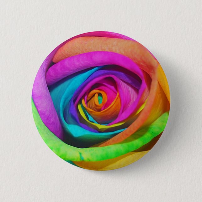 Rainbow Rose 2 Inch Round Button (Front)