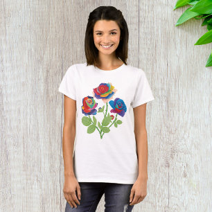 Rainbow Rose Bouquet Pop Art Floral T-Shirt