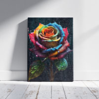 Rainbow Rose Canvas Print