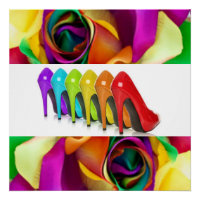 Rainbow Rose Colourful High Heels