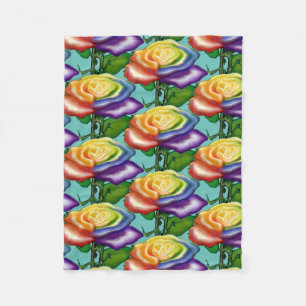 Rainbow Rose Fleece Blanket