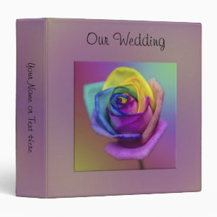 Rainbow Rose Flower Wedding Binder