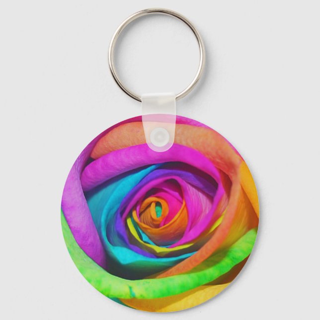 Rainbow Rose Keychain (Front)