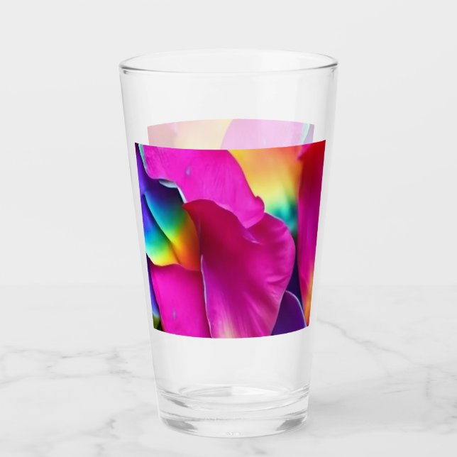Rainbow Rose Petals Glass (Front)
